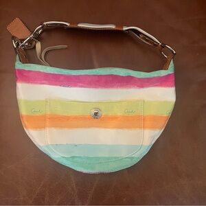 Vintage Coach  Hampton Watercolor Stripe Small Hobo Bag